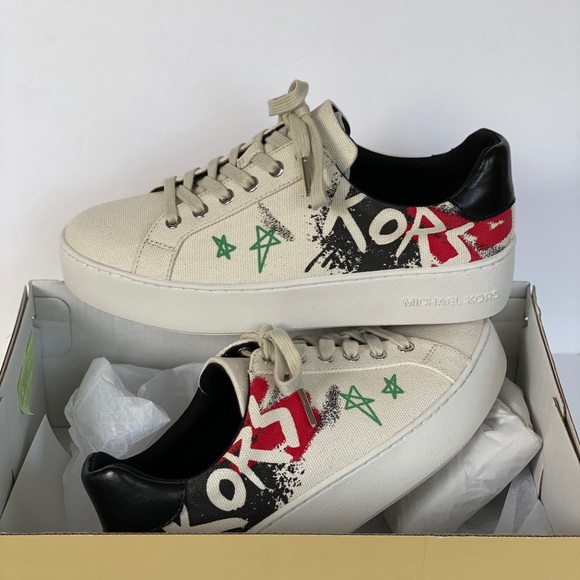 MICHAEL KORS Poppy Lace up Heavy Canvas Cream 6.5. - Picture 6 of 7